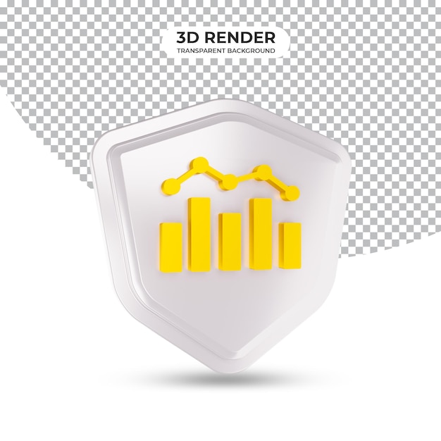 PSD bar chart 3d rendering icon