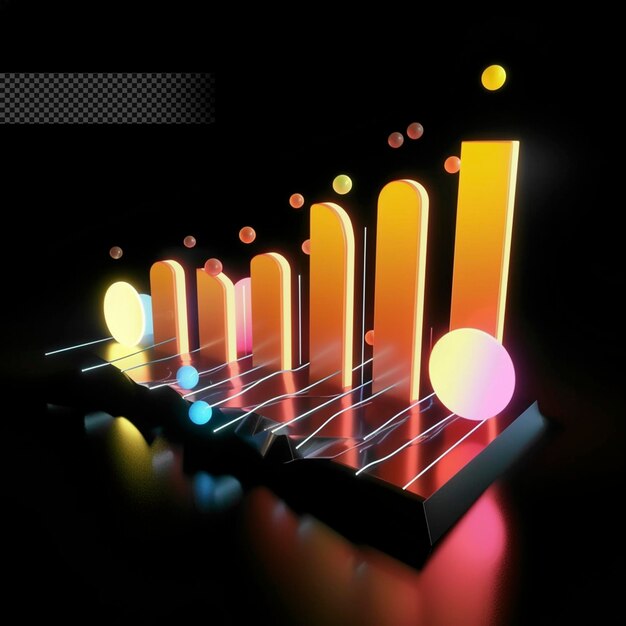 Bar chart info light effect transparent background