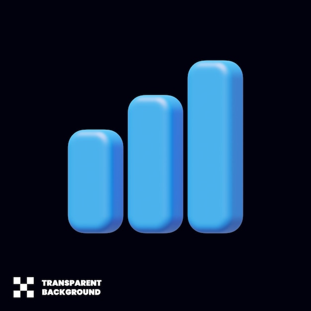 PSD bar chart statistics icon in 3d render