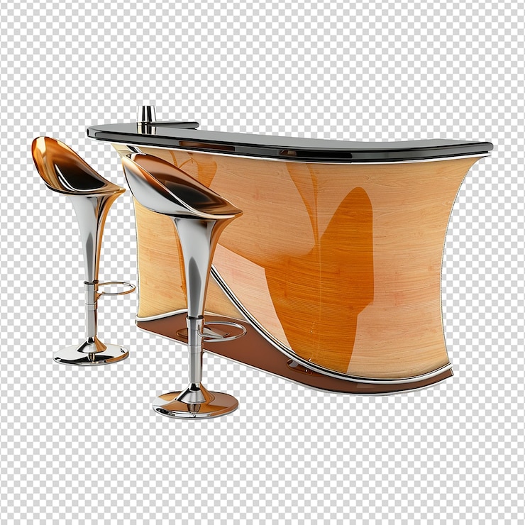 PSD bar counter isolated on transparent background png