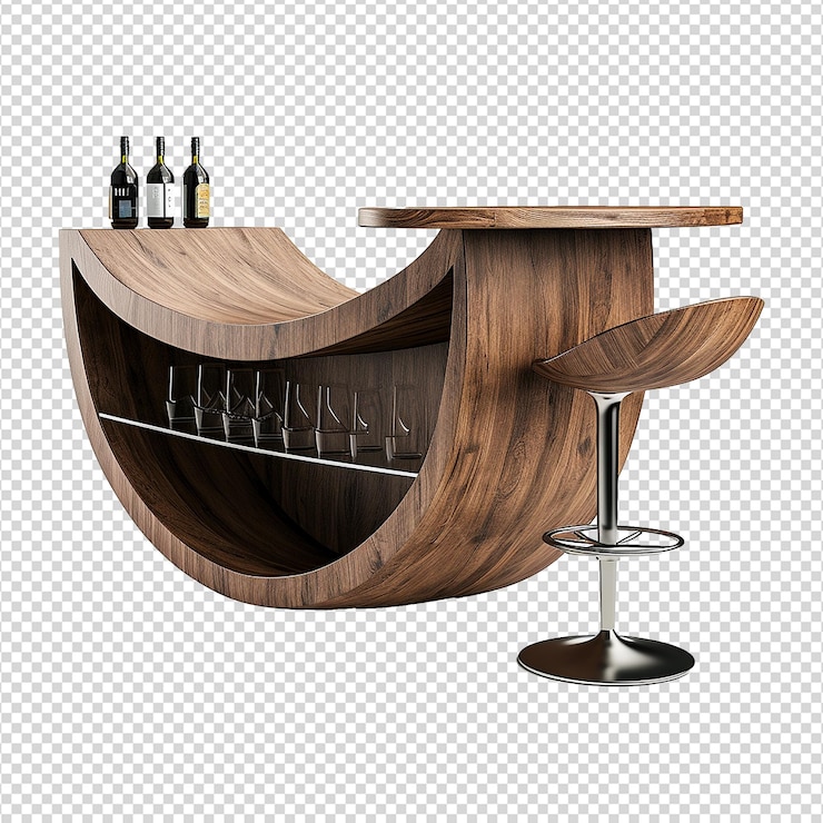 PSD bar counter isolated on transparent background png