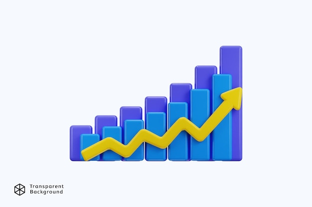 bar graph icon 3d render concept of business analytics icon vector illustration