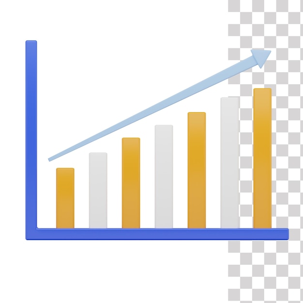 PSD a bar graph with a blue arrow pointing up.