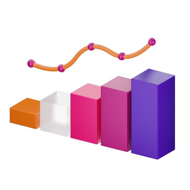 PSD bar graphic 3d icon for statistic