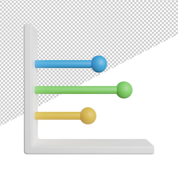 bar line chart diagram front view 3d rendering illustration on transparent background