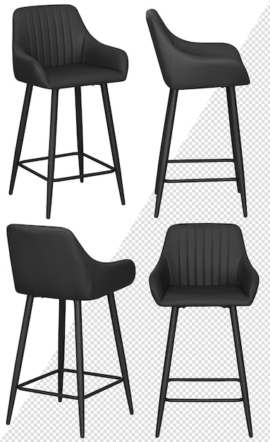 PSD bar stool interior element isolated from the background from different angles