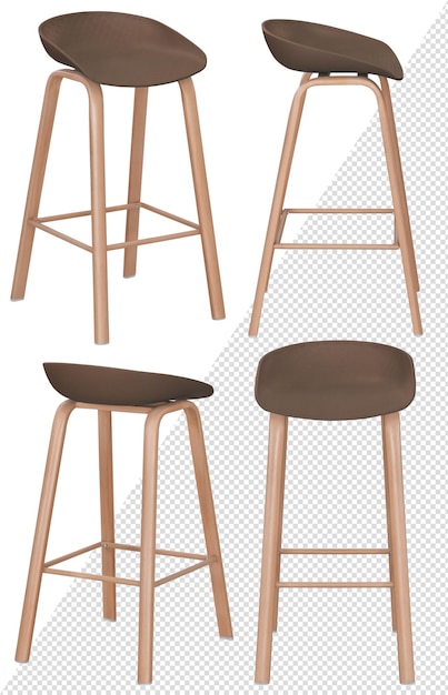 PSD bar stool interior element isolated from the background from different angles