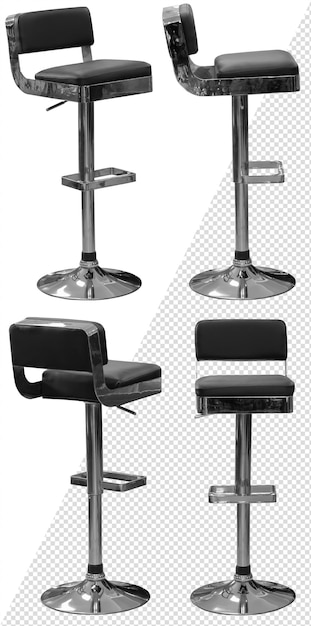 PSD Барный стул элемент интерьера изолированный от фона с разных ракурсов
