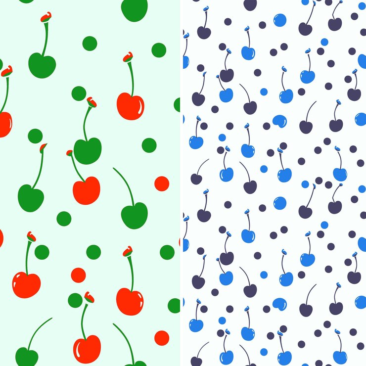 PSD barbados cherry with red skin and sour design with polka dot unique tropical fruit pattern vector