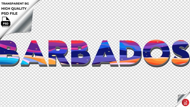 PSD barbados typografie vlakke kleurrijke tekst textuur psd transparent