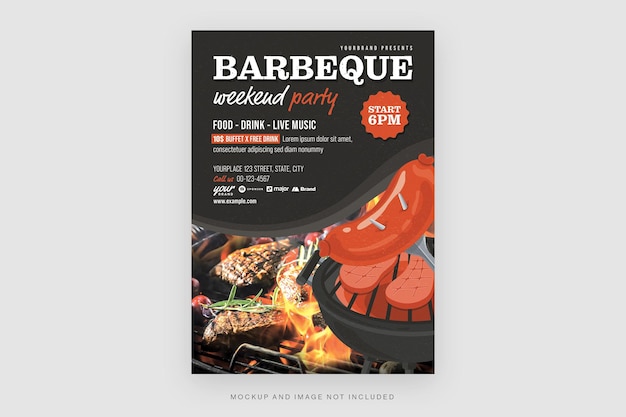 PSD barbecue flyer-sjabloon in psd