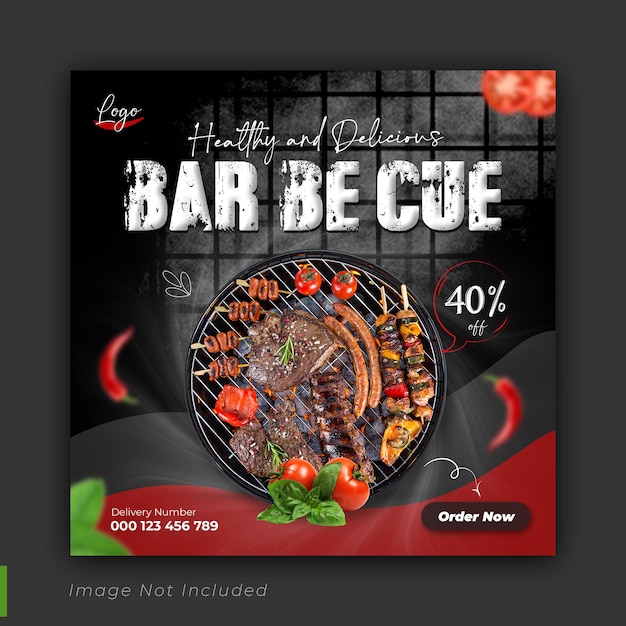 Barbecue food social media promotion sale banner