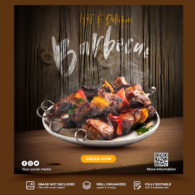 Barbecue house banner social media post template