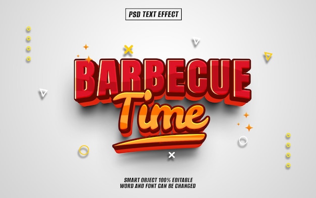 barbecue time text effect font editable typography 3d text