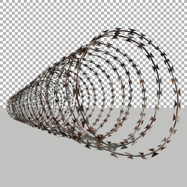 Barbed wire fence on transparent background ai generated