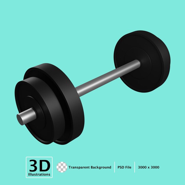 PSD barbell 3d illustration