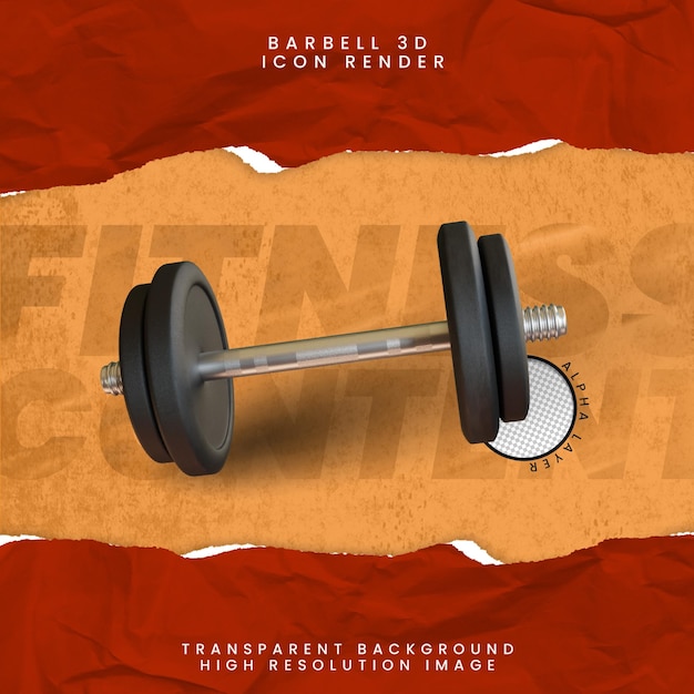 Barbell 3d pictogram render transparante achtergrond