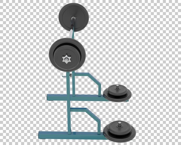 Barbell met gewicht rek op transparante achtergrond 3d-rendering illustratie