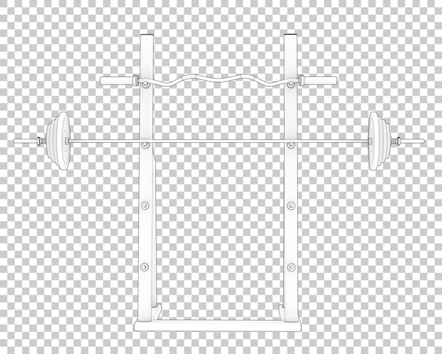 투명 한 배경 3d 렌더링 그림에 무게 랙 바벨