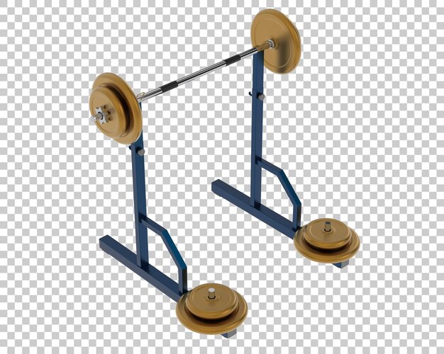 PSD barbell with weight rack on transparent background 3d rendering illustration