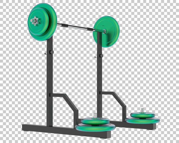 PSD barbell with weight rack on transparent background 3d rendering illustration