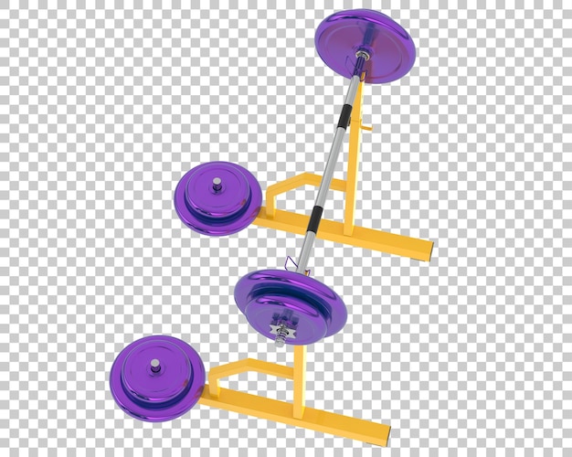 Barbell with weight rack on transparent background 3d rendering illustration