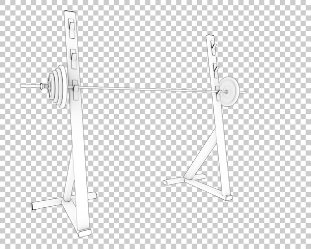 PSD barbell with weight rack on transparent background 3d rendering illustration