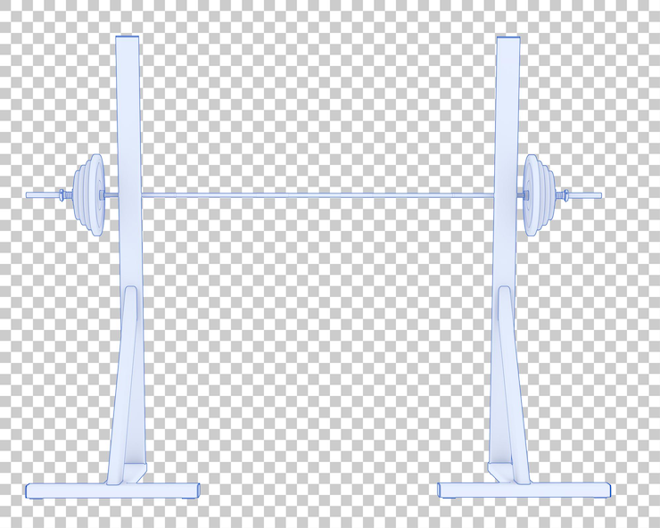PSD 透明背景上的重量架上的杆 3d 渲染插图