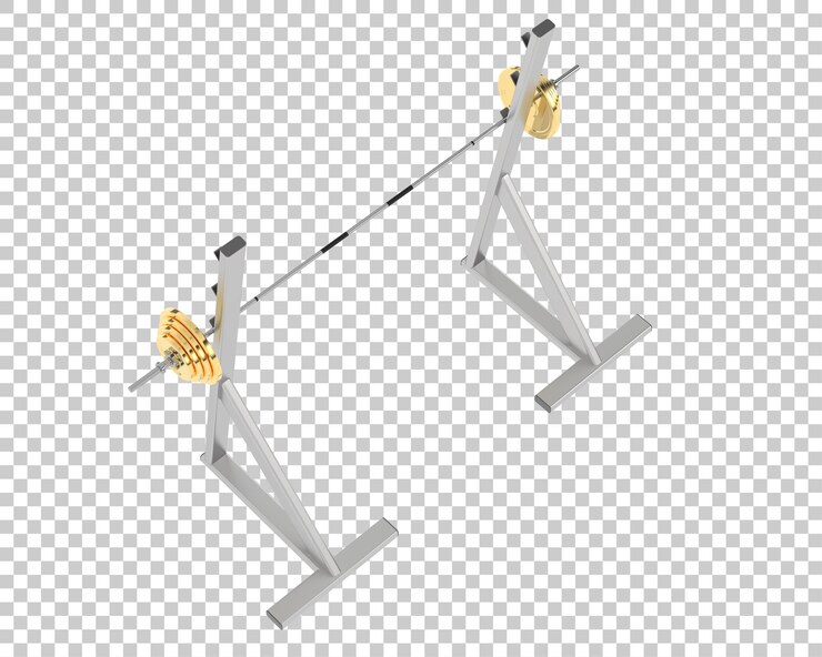 PSD 透明背景上的重量架上的杆 3d 渲染插图