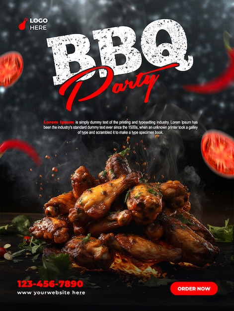 PSD barbeque bbq party social media post template design