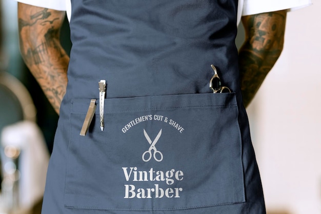 Barber apron mockup apparel design psd