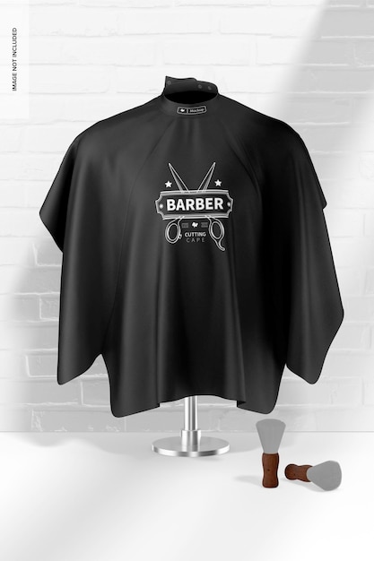 PSD barber cutting cape mockup, front view