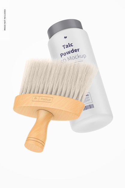 Barber Neck Duster Brush Mockup with Powder Bottle