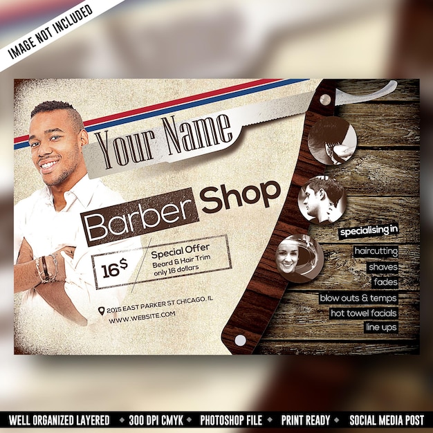 Barber shop flyer design template