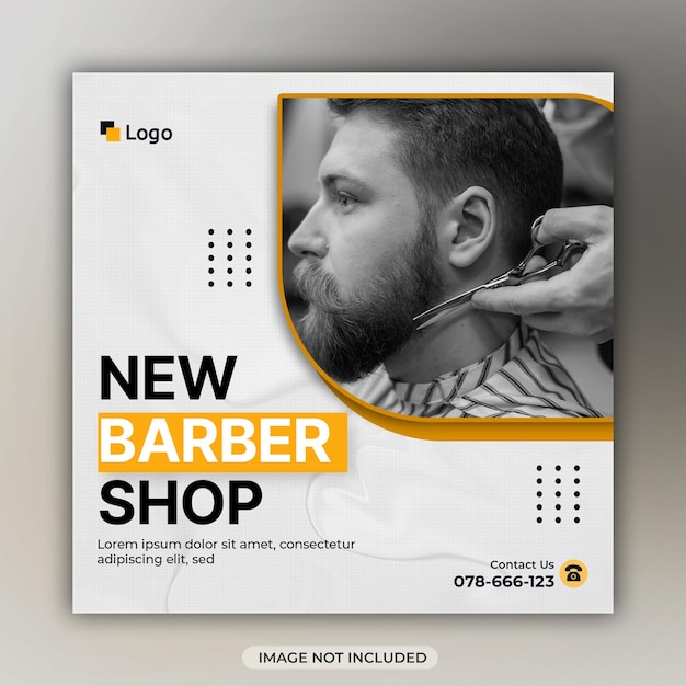 Barber shop hair salon social media square banner or instagram stories template