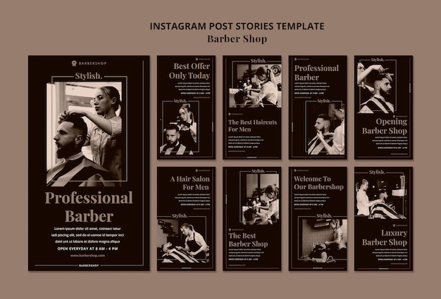 PSD barber shop instagram post stories template