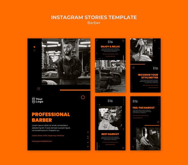 Modello di storie instagram negozio di barbiere
