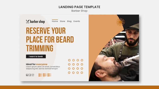 PSD barber shop landing page template design