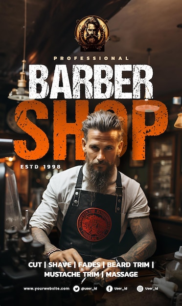 PSD barber shop promotion banner template for print and social media