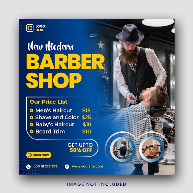 Barber shop social media instagram post template