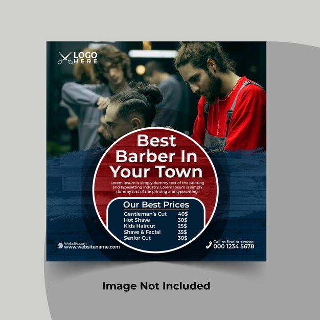 PSD barber shop social media post banner template