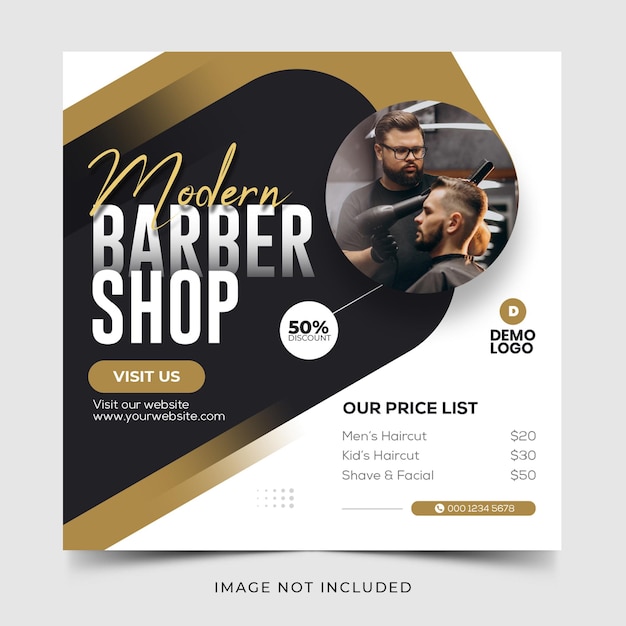 Barber shop social media post banner template