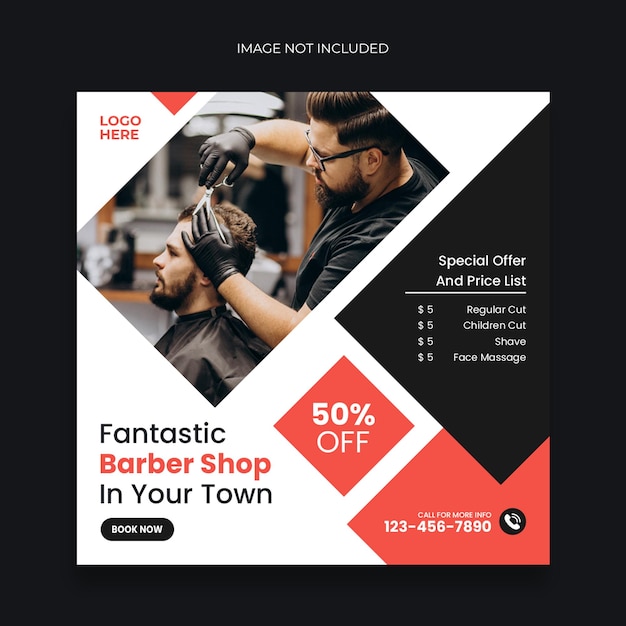 Barber shop social media post and promotion web banner template