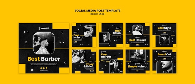 PSD barber shop social media post template