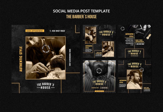 Barber shop social media post template