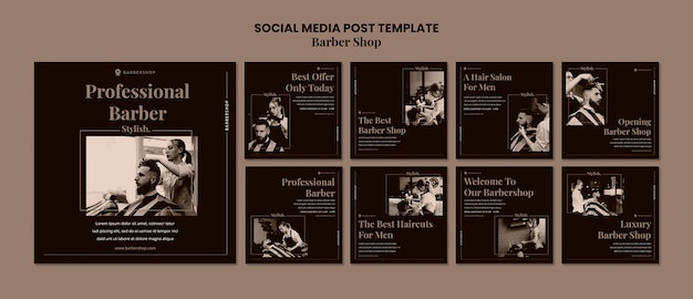 Barber shop social media post template