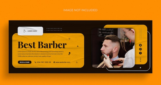 Barber shop social media web banner flyer and facebook cover photo design template