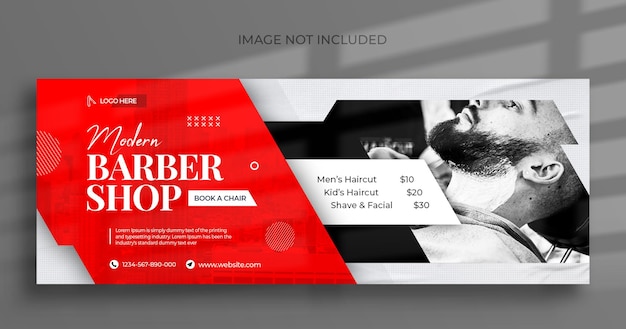 Barber shop social media web banner flyer and facebook cover photo design template