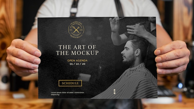 PSD barber shop stationery mock-up composition