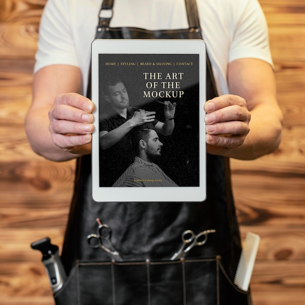 Barber shop tablet mock-up